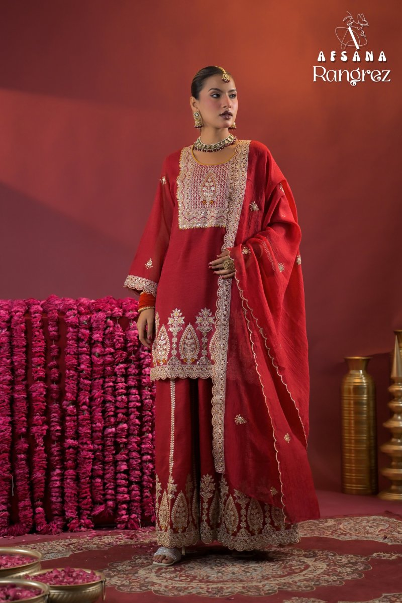 Rangrez By Afsana Rose Gold Crush Readymade Suits 